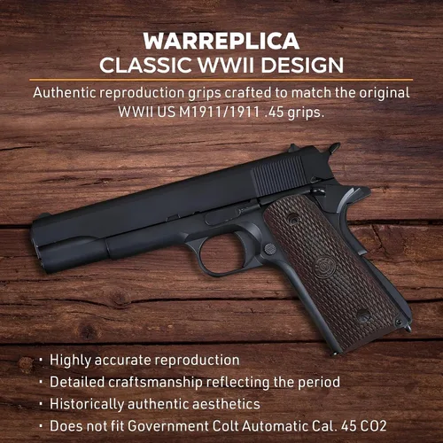 Vista 72 de WWII US M1911 / 1911 .45 Puños de madera - Reproducción