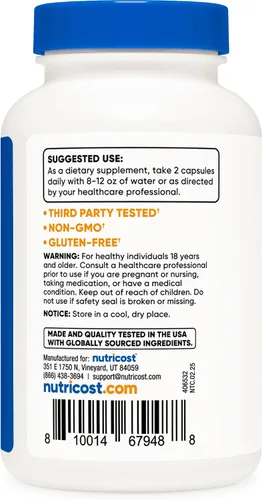 Vista 4 de Nutricost Resveratrol 0.017 onzas; 120 Cápsulas – 50% Trans-Resveratrol, 1 botella, 1