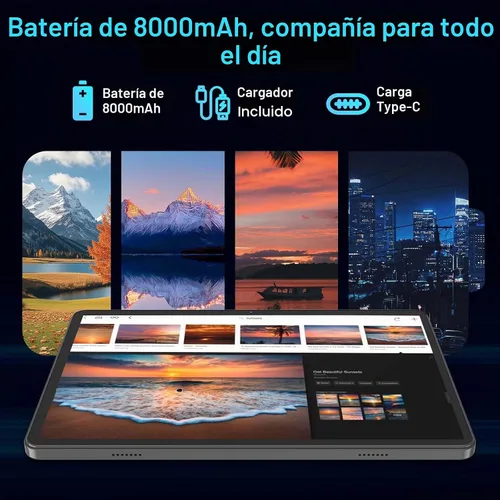 Vista 4 de 2026 Tablet de 10 pulgadas, tableta Android 15 con teclado, 26GB+256GB+2TB Expandir AI Tablets PC with Gemini AI, Octa-Core, 5G WiFi, 8000mAh