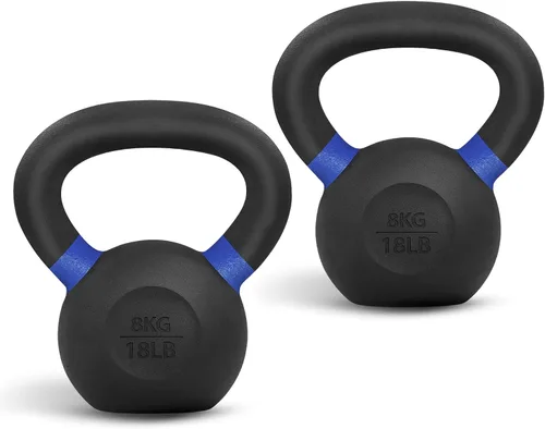 Vista 11 de Yes4All Powder Coated Kettlebell, Cast Iron Core Kettlebells with Non-Slip Handle & Flat Bottom for Conditioning, Heavy Duty for Strength Training
