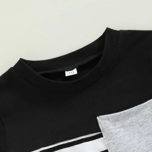 Vista 34 de Conjunto de traje de verano para bebé niño pequeño, manga corta, cuello redondo, letras impresas, lindo traje de verano, conjunto de 2 piezas