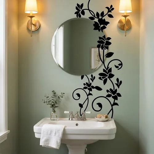 Vista 6 de Adhesivo decorativo de pared de vinilo extraíble de flores de ratán blanco mate de 6'' x 22
