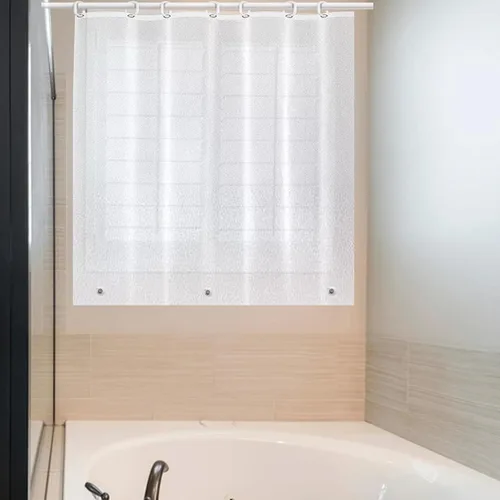 Vista 8 de Forro de cortina de ducha estrecho de 24 x 72 pulgadas con imanes inferiores y clips magnéticos para mantener cerrado, forro de ducha pequeño