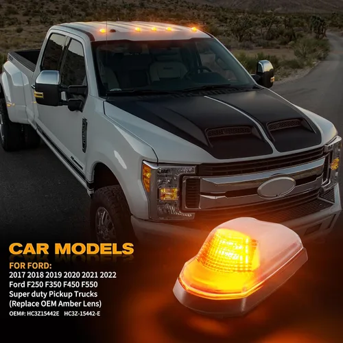 Vista 3 de POPMOTORZ 5 piezas de luces LED ámbar para techo de cabina, luces de holgura en el techo, lámparas de marcador de cabina para Ford F250 F350 F450