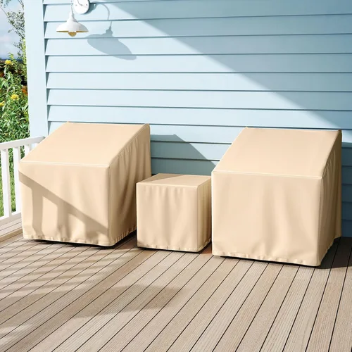 Vista 9 de Tangkula Juego de 3 fundas para muebles de patio, fundas impermeables para conversación al aire libre para 3 piezas, juego de funda de sofá