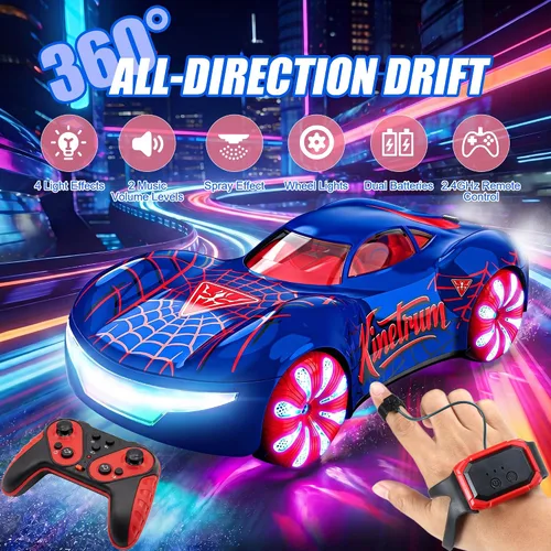 Vista 2 de Coche de acrobacias RC con detección de gestos, auto de control remoto 4WD 1-azul