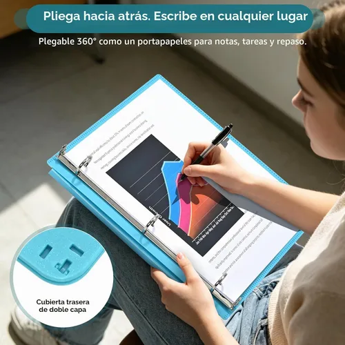 Vista 3 de SUIN Carpetas de 3 anillos de 1 pulgada con bolsillo, carpeta de lomo expandible de 1.2 pulgadas, 4 códigos de colores con cubierta de visión
