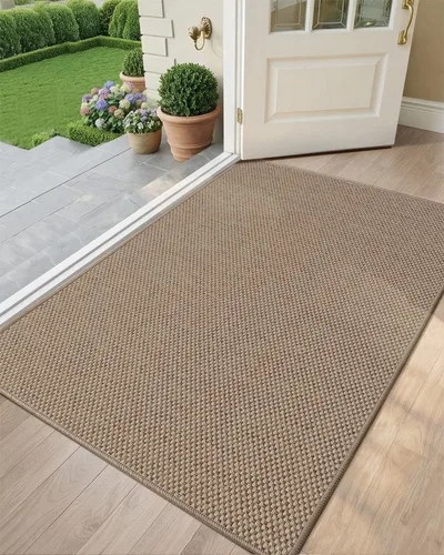 Vista 26 de Color&Geometry - Tapete para puerta delantera de 26 x 47 pulgadas, atrapador de suciedad con parte trasera de goma ultra antideslizante, perfil Caqui