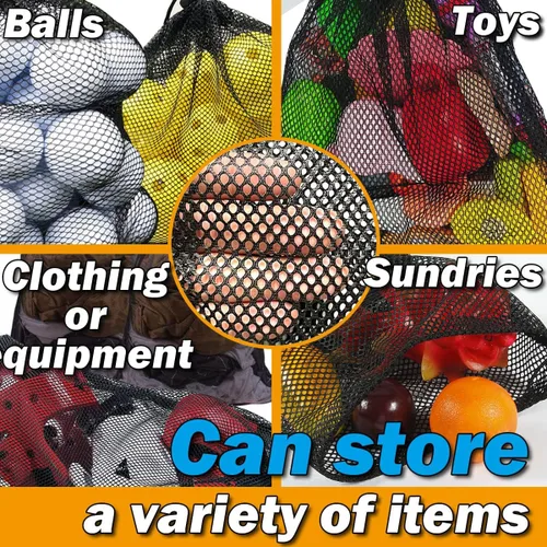 Vista 12 de SAEBEL Bolsas de malla con cordón duradero para pelota de golf, pickleball, tenis, béisbol, gimnasio, equipo de natación