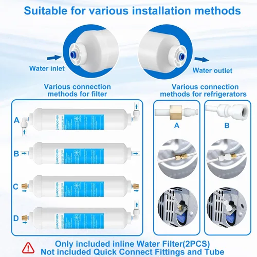 Vista 5 de Filtro de agua en línea para máquina de hielo y refrigerador, filtro de agua de conexión a presión de 1/4 de pulgada, ideal para máquina de hielo