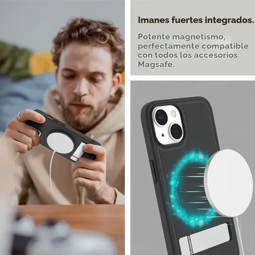 Vista 4 de Funda magnética para iPhone 14 Plus de 6.7 pulgadas (2022), soporte delgado con protector de pantalla compatible con Magsafe a prueba de golpes Negro