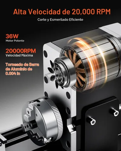 Vista 2 de VEVOR - Mini torno de metal didáctico, 7 x 13 cm, torno de metal de 36 W, velocidad de 20,000 RPM, con portabrocas de 3 mandíbulas, rueda manual