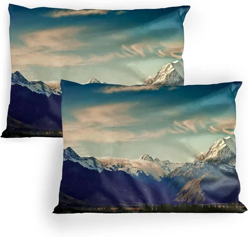 Vista 12 de Lunarable Nature Pillow Sham Set of 2, Sunset in a Winter Park Russia Sun Rays Through Trees Pathway to Forest, Quality Microfiber Bedding Item for