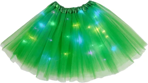 Vista 8 de Faldas de tutú LED para mujer, falda de tul con capas para baile de ballet, faldas iluminadas para disfraz de fiesta