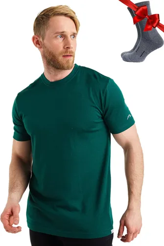 Vista 9 de Camiseta 100% de lana merino para hombre - Camiseta interior de capa base Tinta negra