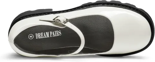 Vista 3 de DREAM PAIRS Zapatos Mary Janes para mujer, vestido de plataforma, tacón bajo, tacón grueso, punta redonda, correa de tobillo, zapatos Oxfords