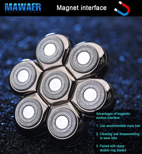 Vista 7 de Cabezales de repuesto universales magnéticos de 7 cuchillas compatibles con la afeitadora Freedom Eagle, compatibles con las marcas de afeitadoras 7