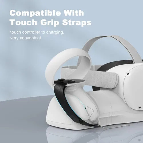 Vista 3 de AMVR Base de carga mejorada para MetaOculus Quest 2 soporte de pantalla de auriculares y estación de montaje de controlador con carga magnética