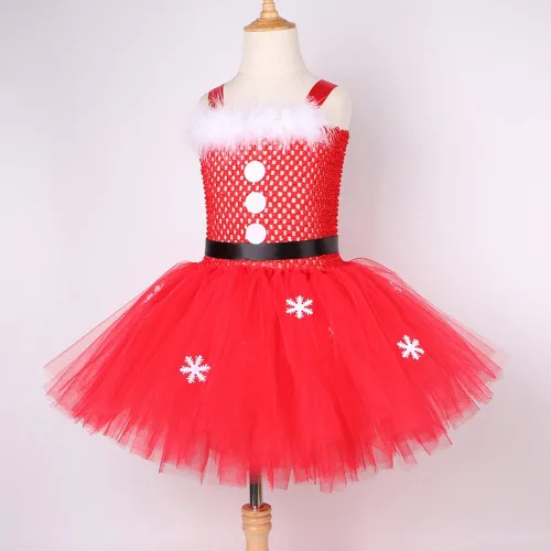 Vista 3 de IMEKIS Girls Christmas Snowman Costume White Tutu Dress with Scarf and Hat Halloween Cosplay Outfit Xmas Photo Shoot 1-12T