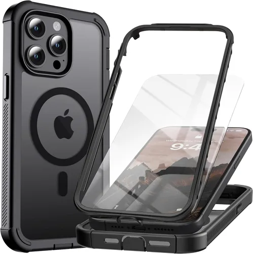 Vista 14 de Funda magnética para iPhone 13 Pro Max, protector de pantalla, compatible con MagSafe, protección contra caídas de grado militar, protección