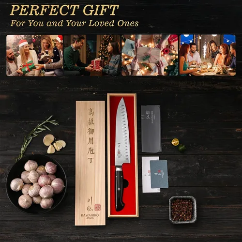 Vista 8 de Cuchillo de chef profesional, cuchillo de chef japonés hecho a mano de 9.5 pulgadas para cocina eficiente, cuchillo gyuto de acero de aleación