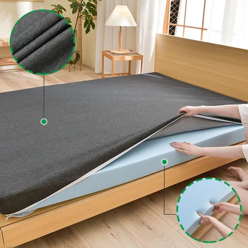 Vista 7 de Cubrecolchón de espuma viscoelástica de gel, protector de colchón refrescante, cubrecolchón de cama con infusión de gel con funda extraíble lavable