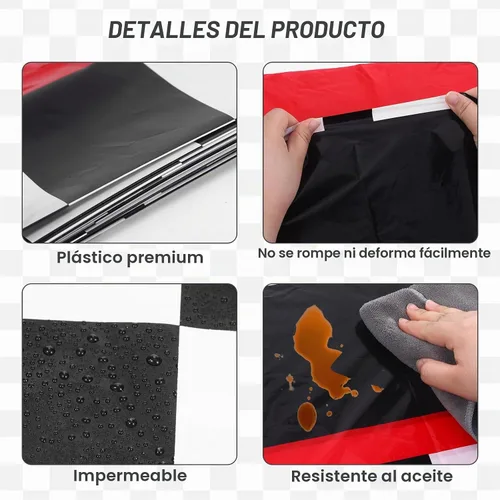 Vista 3 de 3 manteles de plástico rojos para autos de carreras, a cuadros, 54 Negro Rojo Lane