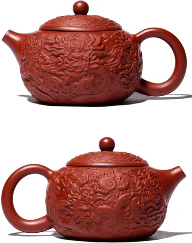 Vista 8 de Tetera Xishi de 10 onzas, dragón chino Zisha, tetera de arcilla Dahongpao Mud Kungfu, hervidor de té