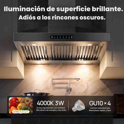 Vista 7 de IKTCH Campana extractora de montaje en pared de 36 pulgadas 900 CFM convertible, ventilación de chimenea de cocina de acero inoxidable con sensor