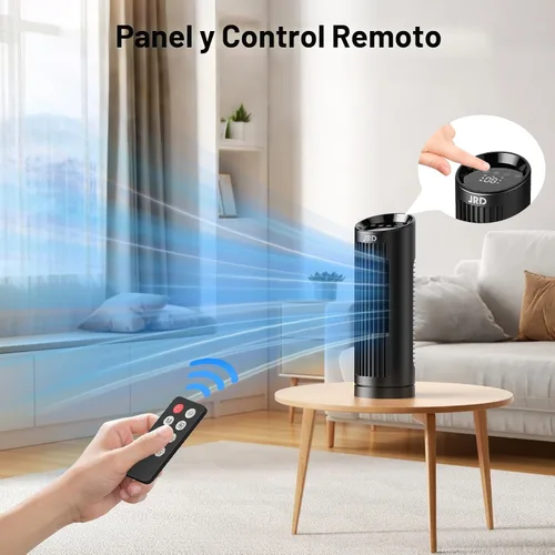 Vista 9 de JRD Ventilador de torre de 13 pulgadas para dormitorio, ventilador de escritorio silencioso con control remoto, oscilación de 80°, 3 velocidades, 4