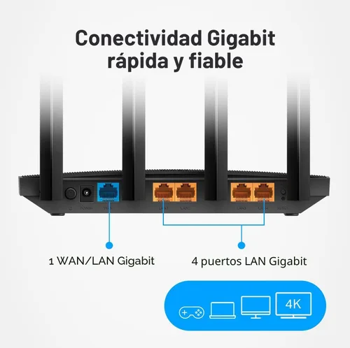 Vista 5 de TP-Link Router WiFi Gigabit AC1200 (Archer A6) - Router inalámbrico de Internet MU-MIMO de doble banda, 4 antenas, modo OneMesh y AP, cobertura