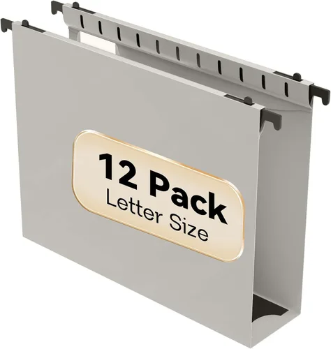 Vista 9 de Carpeta colgante de archivos de capacidad extra en plástico tamaño carta, paquete de 12 carpetas colgantes reforzadas con expansión de 2 pulgadas