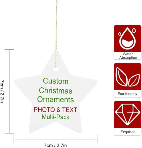 Vista 5 de Adornos de Navidad personalizados, texto fotográfico, haz tu propio adorno de cerámica de porcelana, regalo de recuerdos para decoración de Navidad