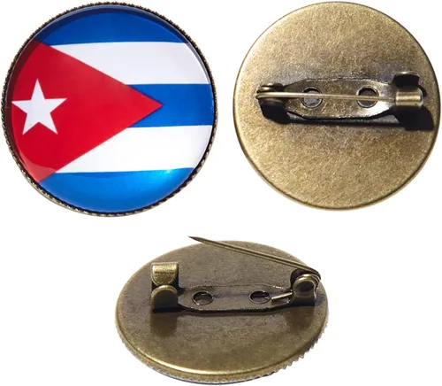 Vista 4 de 5 pines redondos de bandera de Cuba de 1 pulgada, alfileres de solapa, regalos de fiesta, pin patriótico para hombresmujeres, broche de bandera