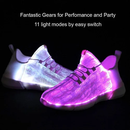 Vista 4 de 7iPupas Zapatos con luz LED de fibra óptica para niños, hombres y mujeres, tenis ligeros con carga USB, zapatos de fiesta brillantes de EE. UU