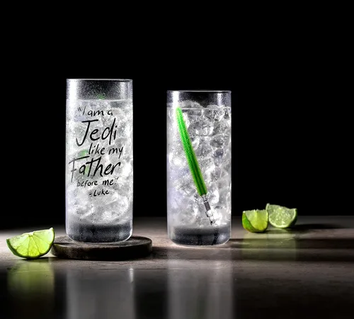 Vista 5 de JoyJolt Star Wars Luke Skywalker - Vaso alto con sable de luz, 14.2 onzas, juego de 2