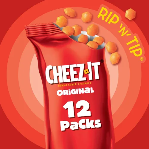 Vista 3 de Cheez-It Gripz, pequeñas galletas de queso horneadas, originales, ideales para llevar sobre la marcha, caja de 10.8 onzas (12 bolsas)