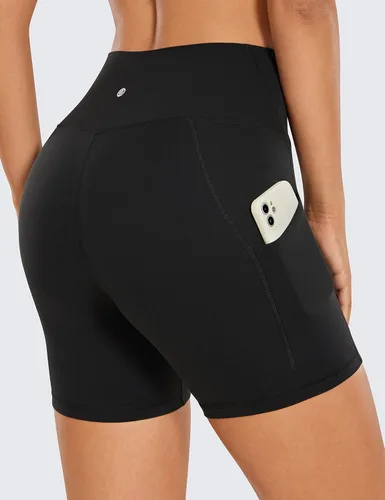 Vista 2 de CRZ YOGA Butterluxe - Pantalones cortos de ciclismo para mujer con bolsillos de 3, 5 y 8 pulgadas, cintura alta, para voleibol, entrenamiento