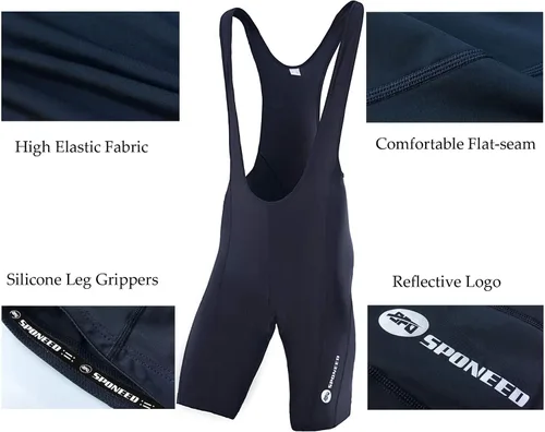 Vista 5 de sponeed Pantalones cortos de ciclismo para hombre, con relleno transpirable, UPF 50+