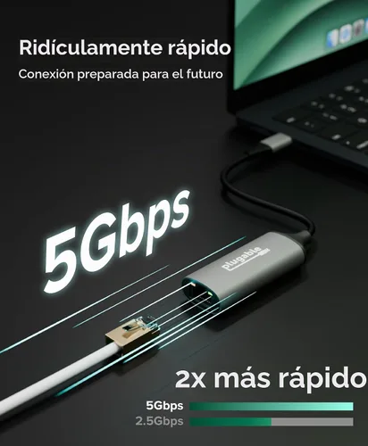 Vista 3 de Plugable Adaptador USB-C a Ethernet, Windows/macOS/ChromeOS