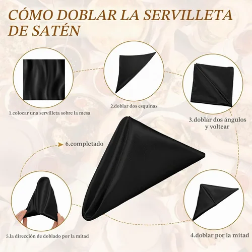Vista 3 de 150 servilletas de satén a granel de 17 x 17 pulgadas, servilletas cuadradas de seda suave para cena, servilletas elegantes de satén para bodas Negro