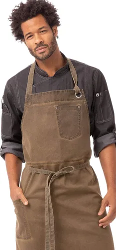Vista 4 de Chef Works Unisex Dorset Chefs Bib Apron Earth Brown One