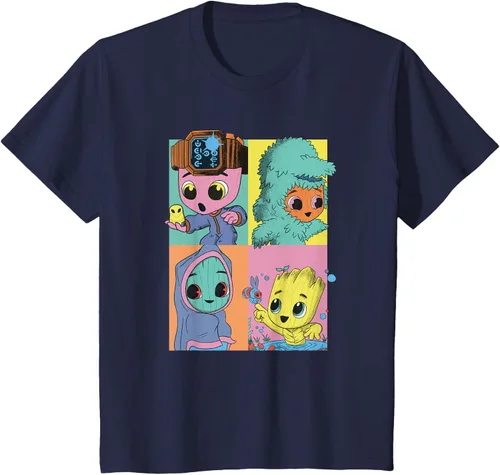 Vista 35 de Marvel I Am Groot Pop Art Costumes Box Up Camiseta, Negro