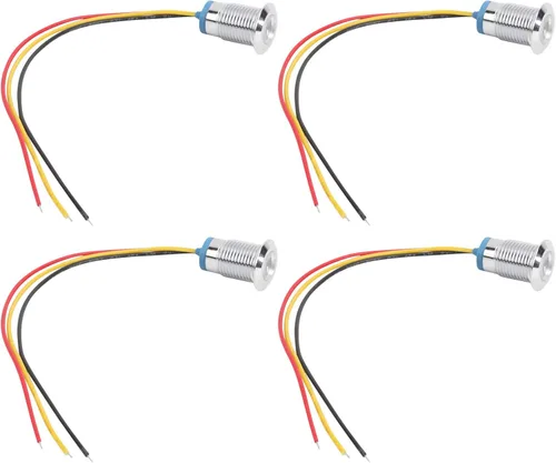 Vista 11 de Marhynchus 4 juegos de luces indicadoras LED precableadas LED redondas, impermeables, luz de 2 colores, electrodo de ánodo común de 12-24 V 0.472 in