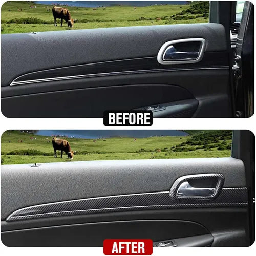 Vista 5 de JeCar Panel de tablero de consola central, cubiertas interiores de manijas de puerta, accesorios interiores compatibles con Jeep Grand Cherokee WK2