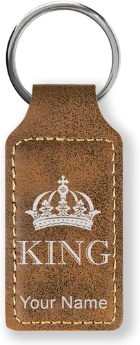Vista 31 de Llavero rectangular, corona de rey, grabado personalizado incluido, Bambú