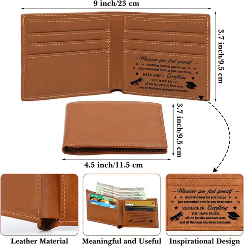 Vista 2 de Treela Juego de regalo de agradecimiento inspirador de cuero, cartera, llavero, regalo de agradecimiento para profesores, estudiantes, amigos