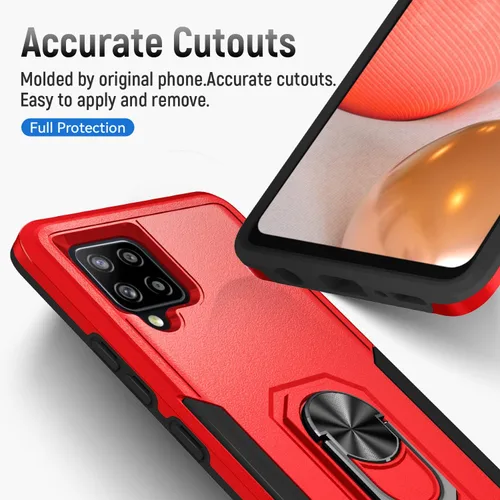 Vista 7 de Funda para Samsung Galaxy A42 5G con anillo de soporte, resistente protección de grado militar a prueba de golpes para Galaxy A42 5G (rojo)