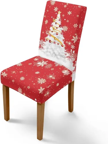 Vista 19 de Rnyleeg Fundas navideñas para sillas de comedor, fundas de asiento de comedor con estampado de campanas brillantes, juego de 1 funda suave y lavable
