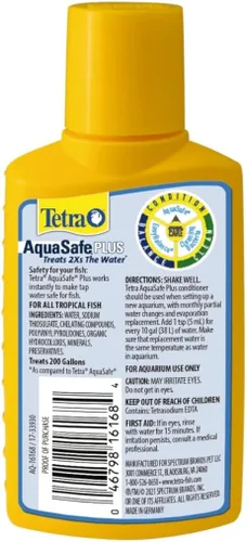 Vista 2 de Tetra AquaSafe Plus 3.38 onzas, acondicionador de agua para acuario y declorinador